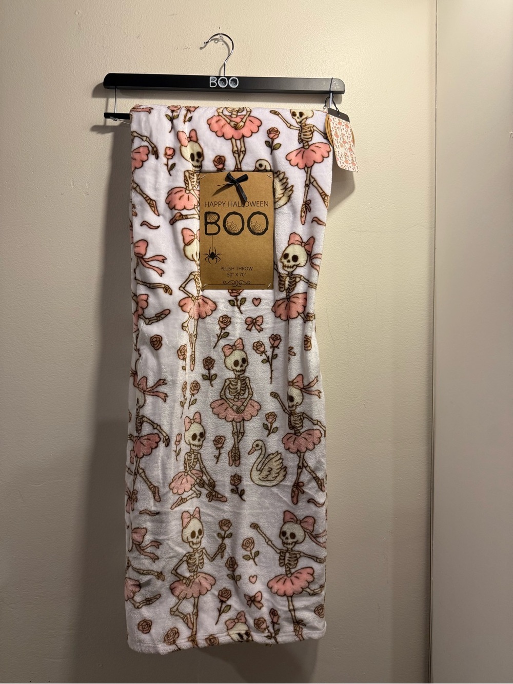 Halloween Skeleton Ballerina Throw Blanket viral NWT